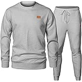 JMIERR Men's 2 Piece Outfits Knit Jacquard Pullover Sweatshirt Tracksuit & Joggers Sweatpants Sweatsuit Sets with Pockets