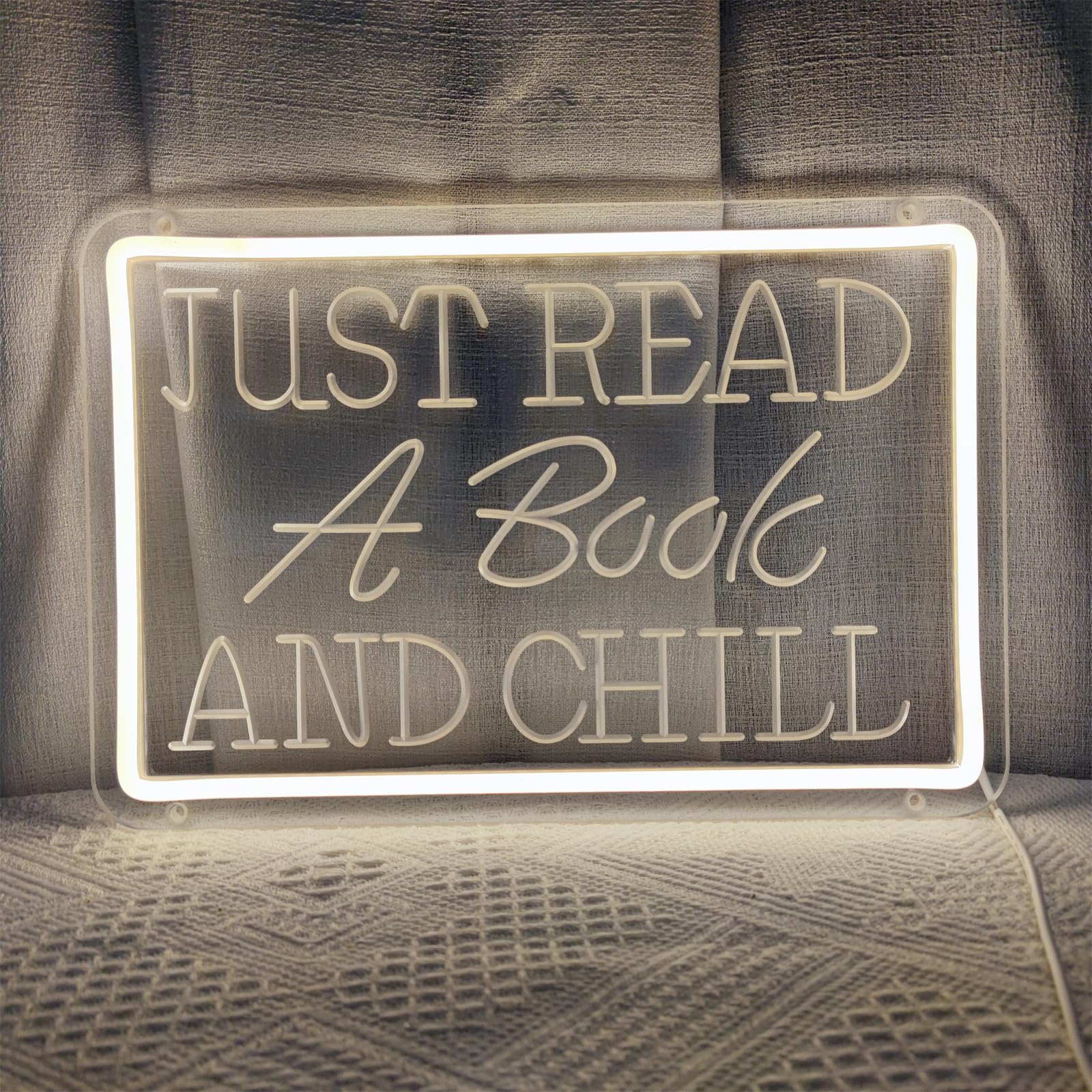 Photo 1 of Just Read A Book And Chill Neon Signs for Wall Decor, Classroom Neon Sign LED Light Signs Bedroom Decorations for Classroom Study Bedroom Decoration, 13.3" x 9"