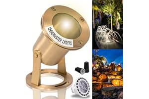 MIK Solutions Underwater Light 113 Solid Brass Submersible LED Lights with 7WMR16 LED Bulb for Watertight Bright Long Lasting Pond Lights and Pool Water Fountain Lights
