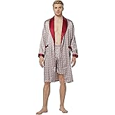 Tony & Candice Men's Satin Robe Lightweight Long Sleeve Silk Kimono Bathrobe with Shorts Set Sleepwear