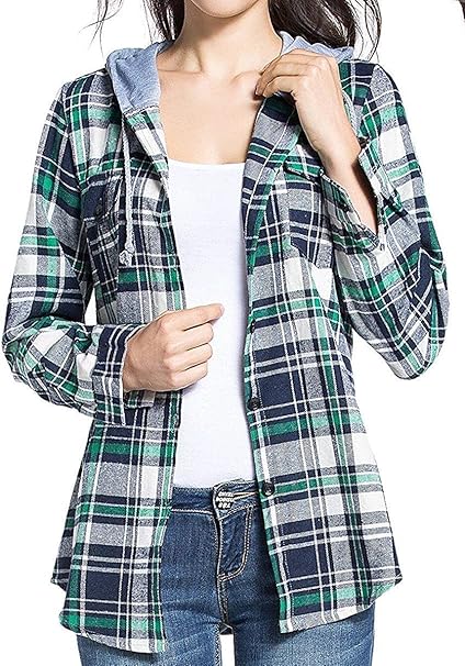 plaid over hoodie