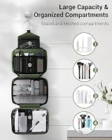 Maliton Large Hanging Toiletry Bag Waterproof Green 4 Compartments Foldable view 2