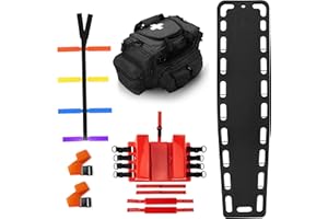 EMS XTRM Rescue Kit Comprehensive Emergency Support with Spine Board, Head Immobilizer, Trauma Bag & 10-Point Strap - Durable, Lightweight for First Responders, Black