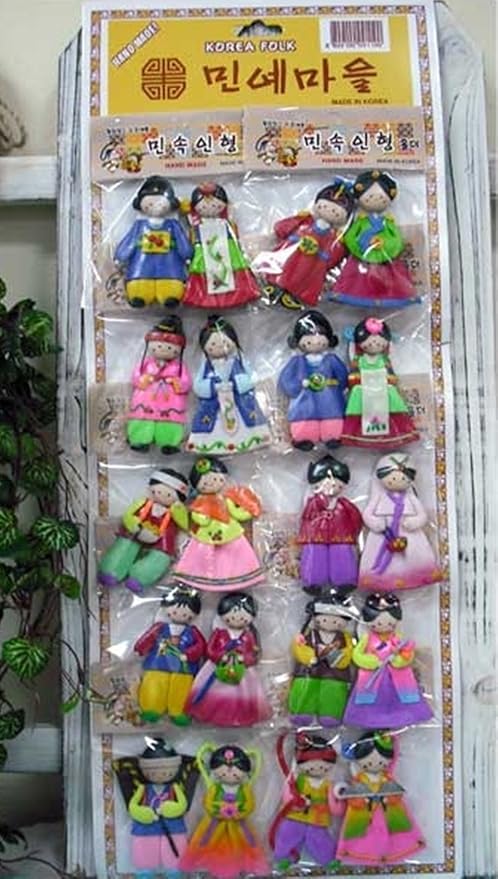 Amazon 民芸村 Minyamaeul 韓国の手工芸品冷蔵庫用マグネット10set Pack Hand Made カラーミックス韓服の人形 ギフト 民俗工芸 伝統工芸品 記念ギフト お返し 海外直送品 インテリア オンライン通販