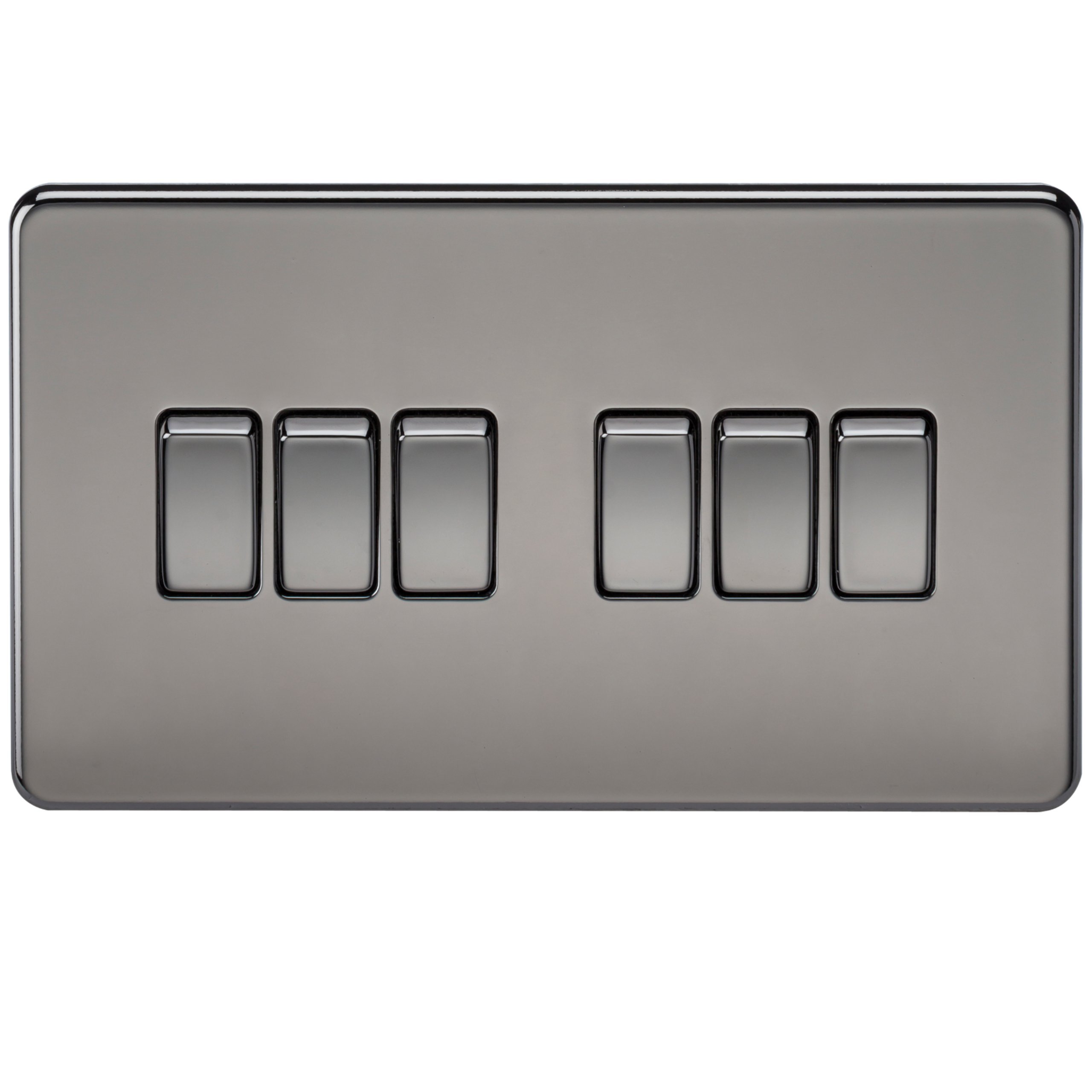 Knightsbridge SF4200BN Screwless 10 A 6-Gang 2 Way Switch, Black Nickel