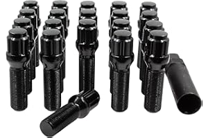 Wheel Accessories Parts 20 Pcs M15 x 1.25 15 x 1.25 Thread Acorn Seat Lug Bolt Black Finish 40mm Shank Length 6 Spline Car fits Mercedes GLE GLS ｜ Maybach GLS 600 with aftermarket Wheels