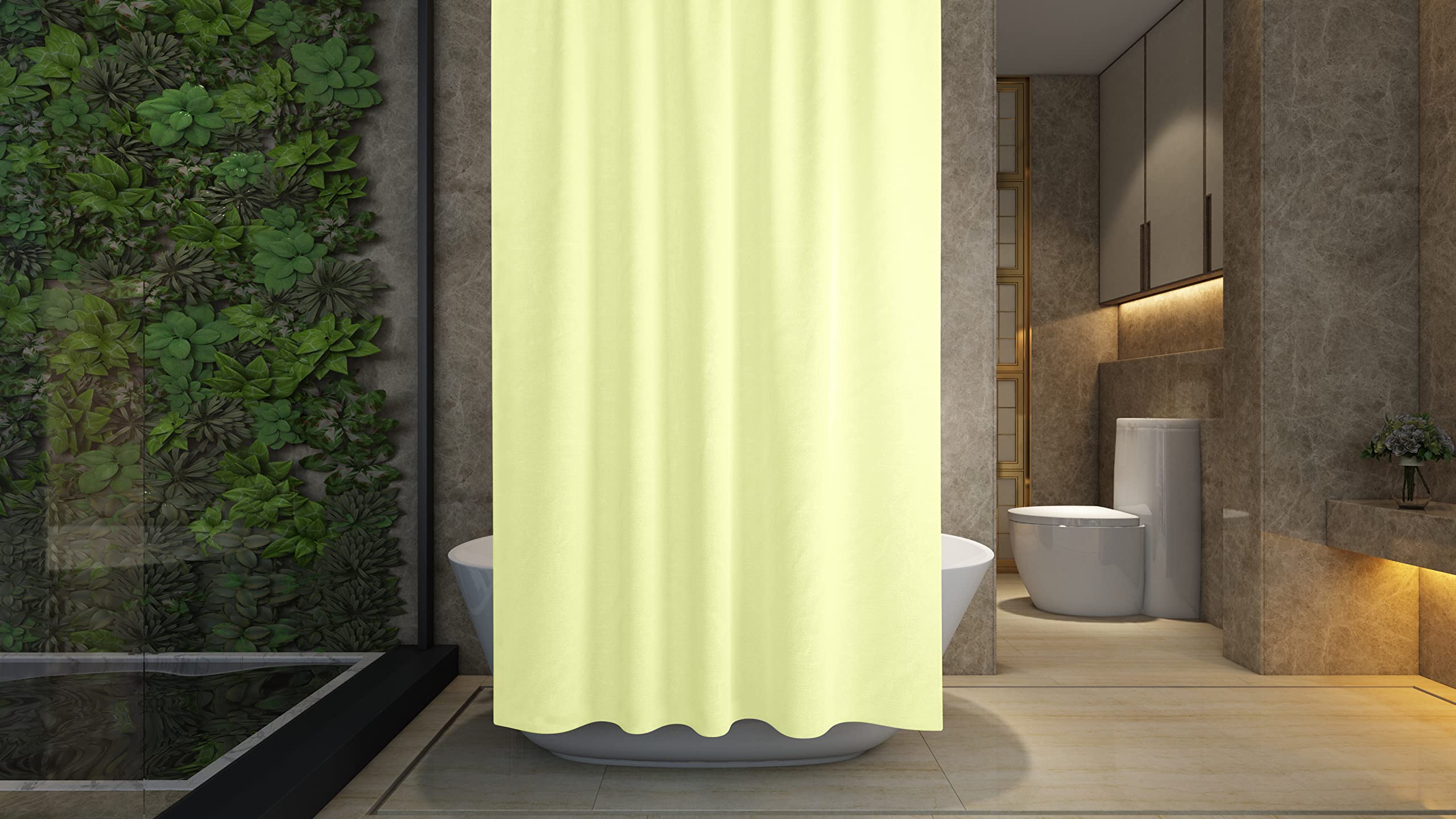 ProBytes Shower Curtain - Made of PEVA, Water Repellent, Mildew Resistant, 180x180cm, 71x71inch, Rail Hooks,Feather Light, Ultra-Thin, Wet Rooms, Shower, Bath, Plain, Vibrant Colours (Lemon Yellow)