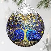 Tree of Life Stained Glass Ornament - Christmas Decorations for Tree | Christmas Ornaments | Holiday Ornament – Holiday Party Gifts | Gift Ideas | Xmas Gift