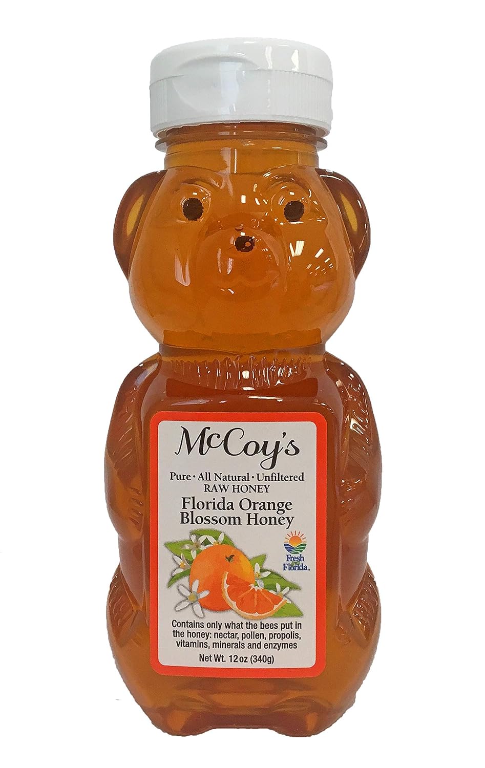 Raw Honey - Pure All Natural Unfiltered & Unpasteurized - McCoy's Honey Florida Orange Blossom Honey 12oz