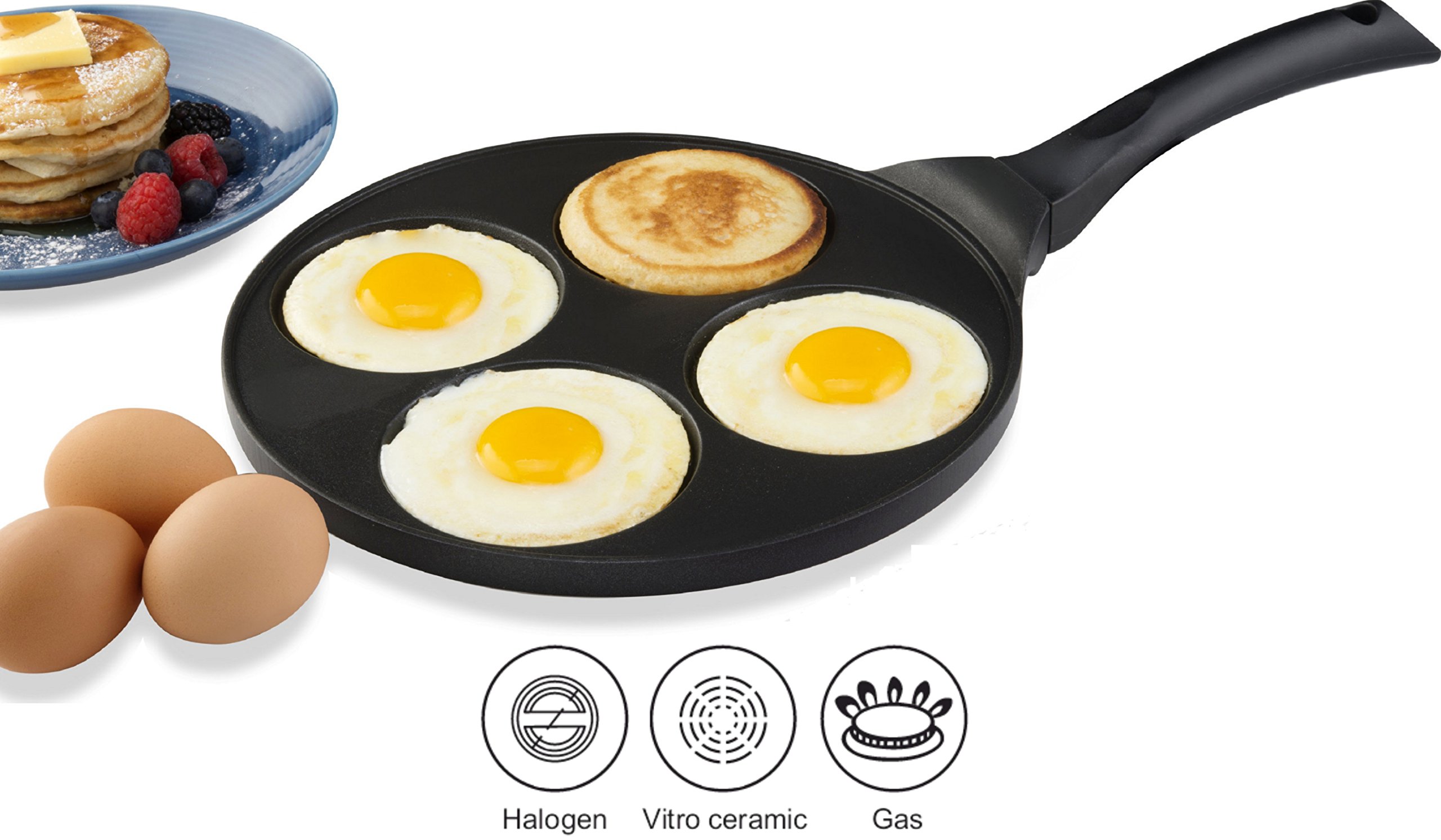 Gourmia GPA9520 Blini Pan Nonstick Silver Dollar Pancake Pan With 4
