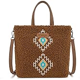 Wrangler Sherpa Crossbody Bags for Women Aztec Top-Handle Handbags and Purse