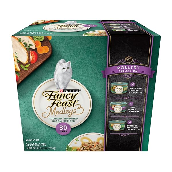 PURINA FANCY FEAST MEDLEYS POULTRY COLLECTION WET CAT FOOD VARIETY PACK – (PACK OF 30) 3 OZ. CANS