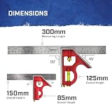 Faithfull Combination Square Twin Pack 150mm 300mm Measuring Layout Tools view 2