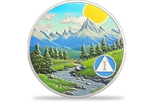 Imasoner 1 Year Sobriety Coin Gifts | Stream, River, Mountain Road for AA Chip Medallion with Coin Capsule, Display Stand & Card | Sobriety Gifts for Month & Year for Men & Women in Recovery