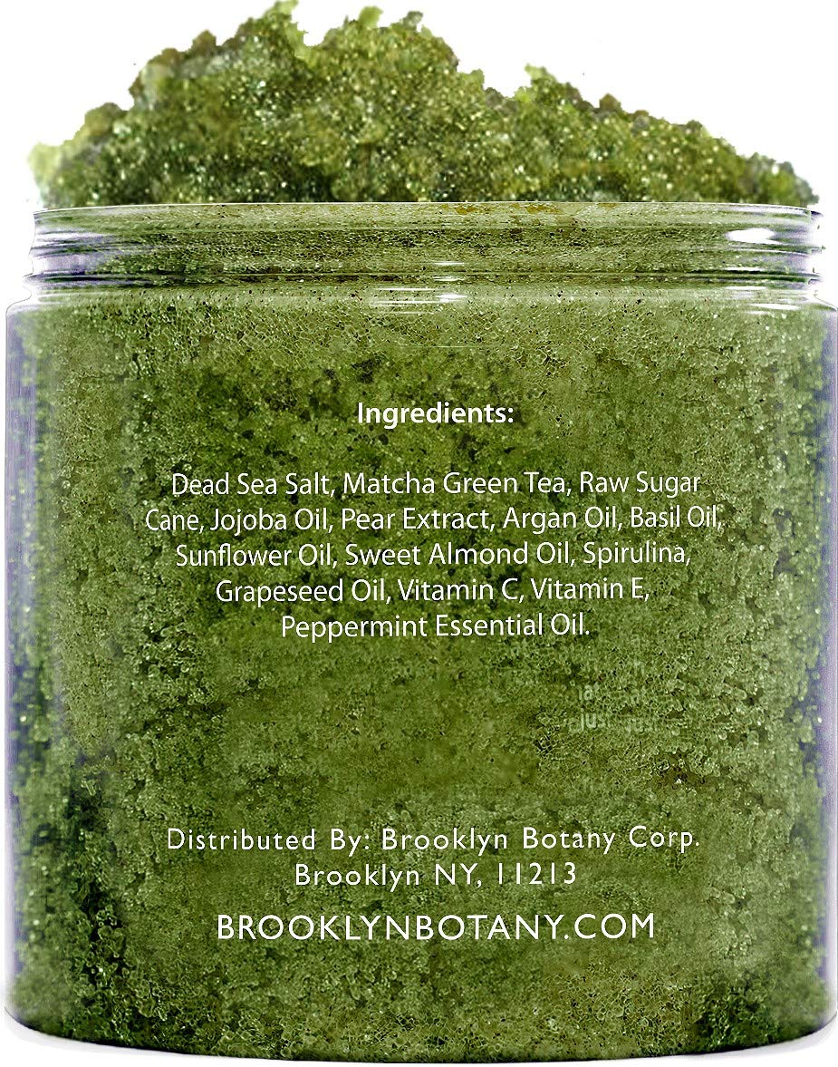 Brooklyn Botany Matcha Green Tea Exfoliating Body Scrub (Updated Formula) - Body Scrub, Foot Scrub & Facial Scrub Moisturizes and Nourishes Face Feet & Skin - Reduce Inflammation - Soothe & Smooth Feet - 10 oz : Beauty