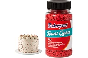 Bakerpan Heart Sprinkles for Baking, 3.5 Ounces Confetti Red Heart Sprinkles Edible, Made in USA