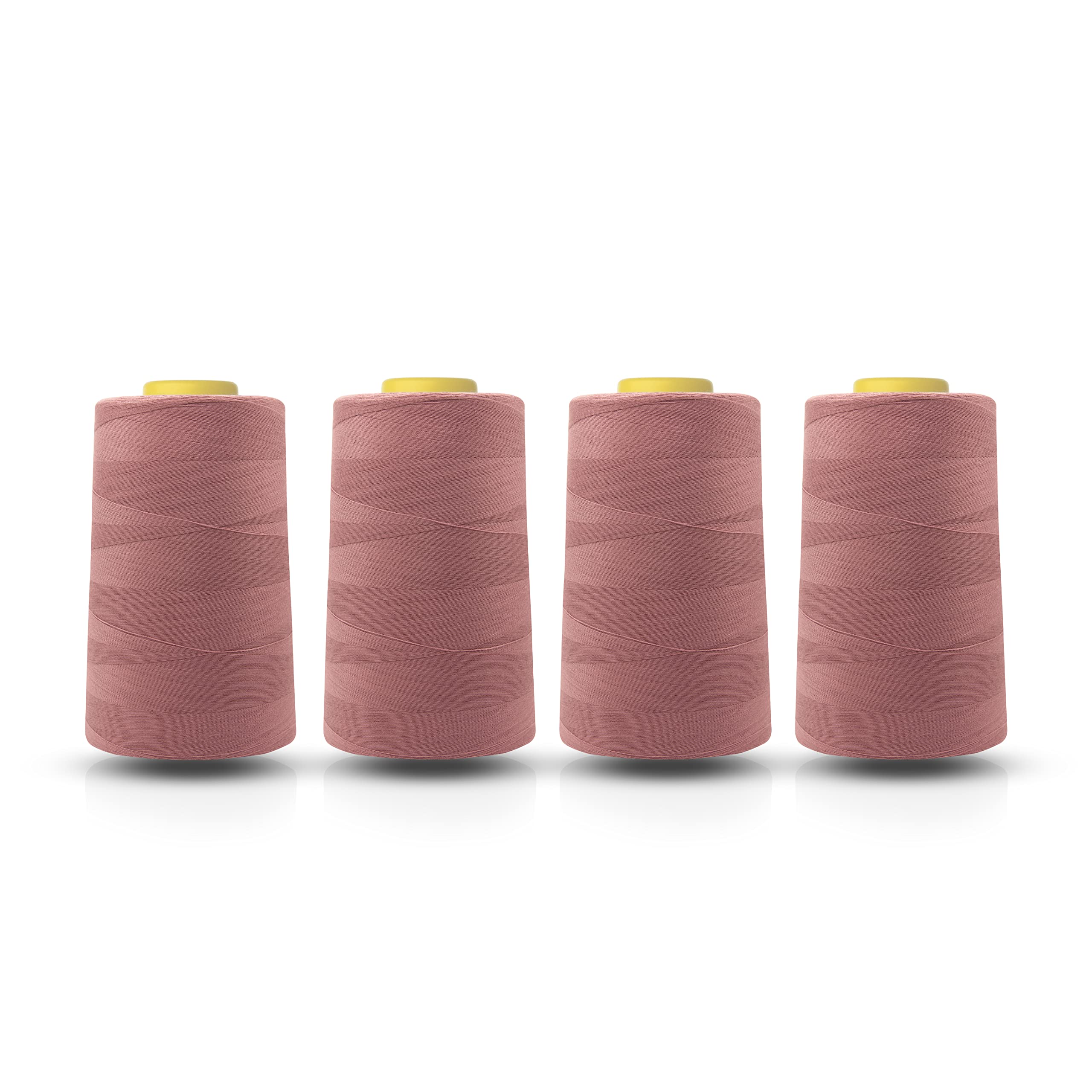 Realm Overlocking Sewing Machine Polyester Thread x Four 5000 Yards Cones White Black Natural Navy Red Grey (Dusky Pink)