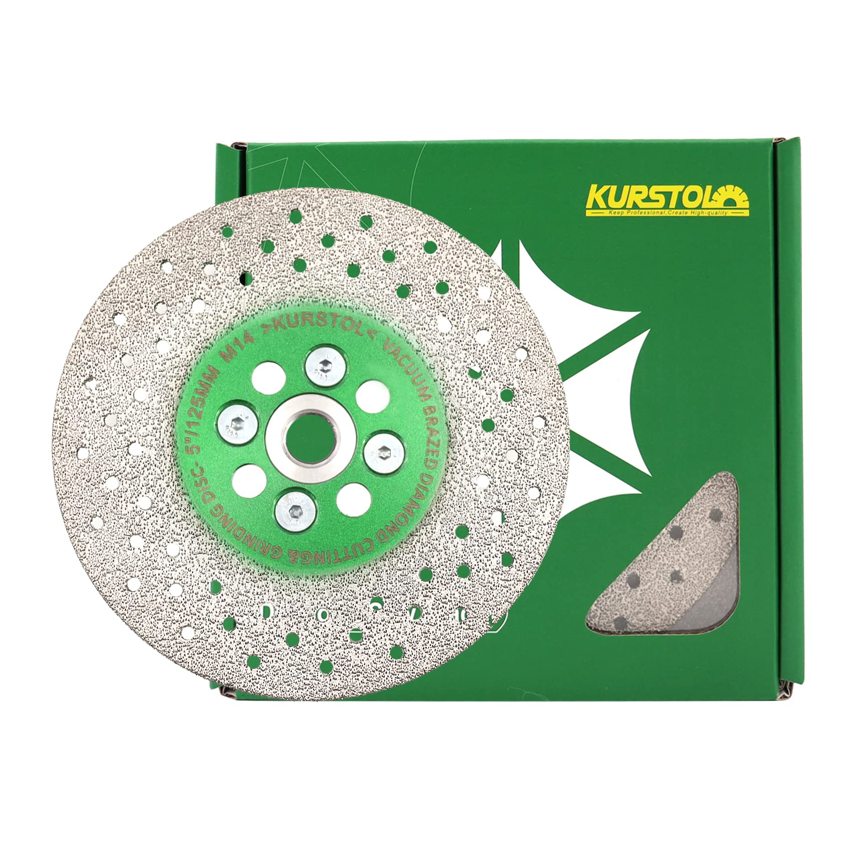 KURSTOL Diamant Trennscheibe - Premium Diamant zum Schleifen, 125 mm x M14 Dorn, Granit-Schleifscheibe zum Abschrägen Formen von Porzellan, Steingut, Fliesen, Keramik, Granit, Beton 8