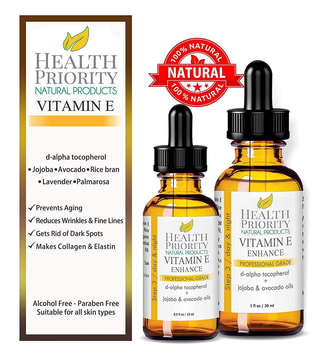 100 All Natural & Organic Vitamin E Oil For Your Face