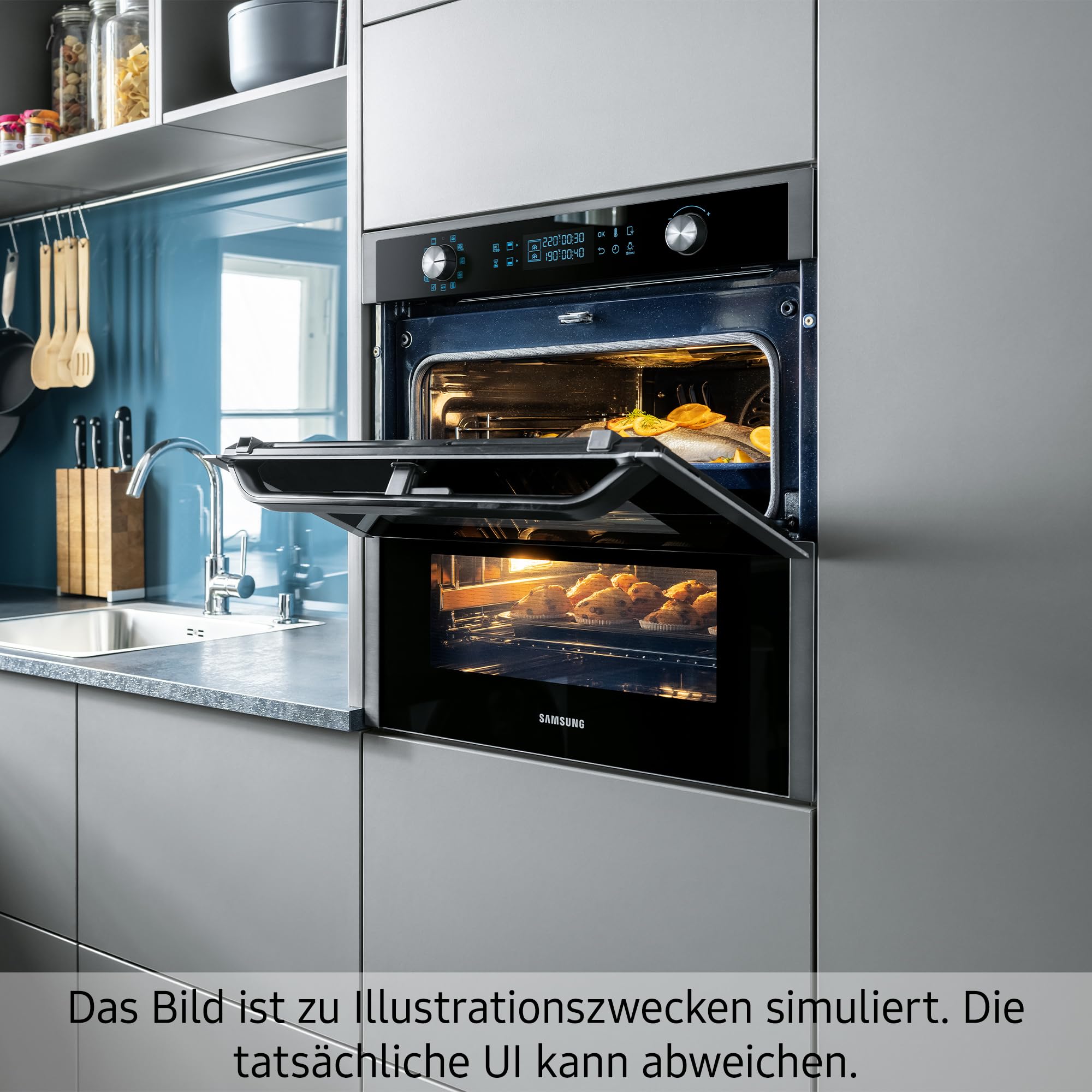 Samsung NV7B6675CDN/U1 Einbaubackofen,76 ℓ, Dual Cook Flex, Pyrolytische Selbstreinigung, SmartThings Cooking, XXL-Garraum 9
