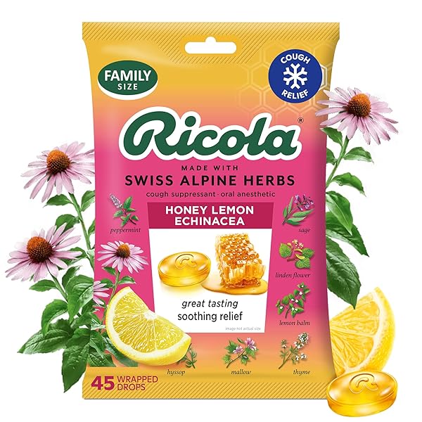 RICOLA, THROAT DROPS ECHINACEA HONEY LEMON, 45 COUNT