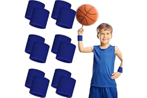 Bememo 12 Pack Wrist Sweat Bands for Women and Men, Sports Wristbands, Tennis Sweatbands, Moisture Wicking Neon Colored Wristband for Working Out, Football, Basketball