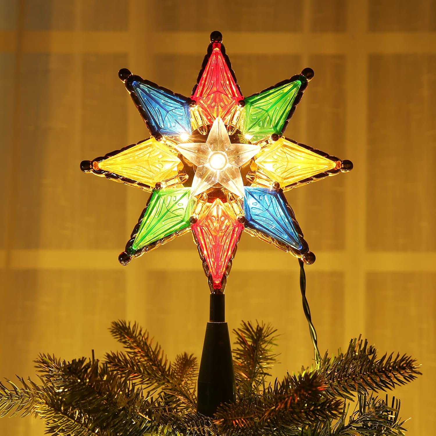 Tree Toppers - Brizled Christmas Star Tree Topper, 8