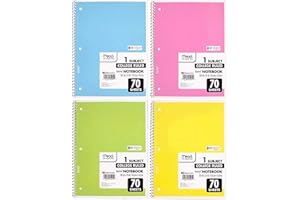 Mead Spiral Notebook 4 Pack of 1-Subject College Ruled, Pastel Color COLOR WILL VARY, Spiral Bound Notebooks, Cute school Notebooks 70 Pages
