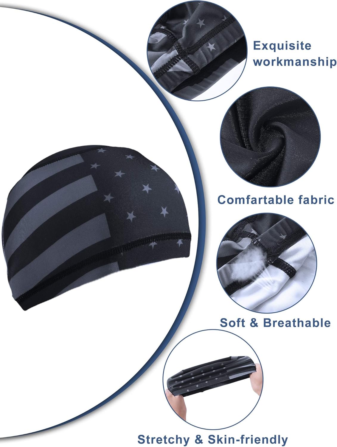 Geyoga 4 Pieces Cooling Skull Cap Sweat Wicking Helmet Liner Running Beanie Cycling Cap Liner for Men Women (Classic Style): Clothing