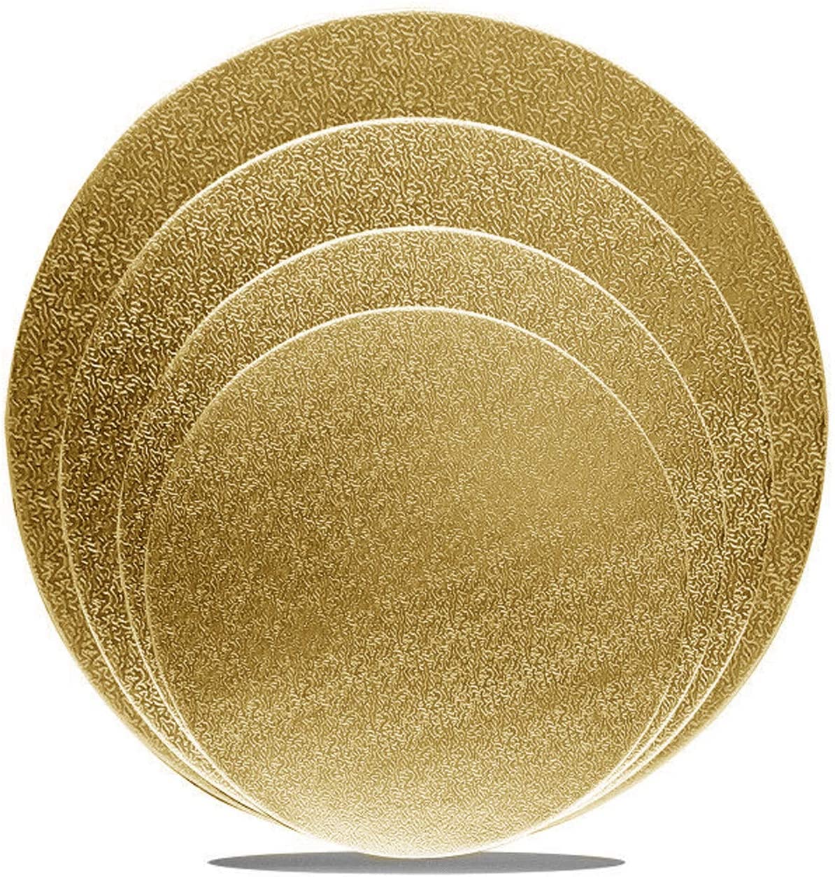 Photo 1 of 4 Pack Cake Boards Golden Round Cake Circles 6, 8, 10, 12 Inch Cake Base Cardboard, 1 of Each Size Set for Baking Cake, Gold