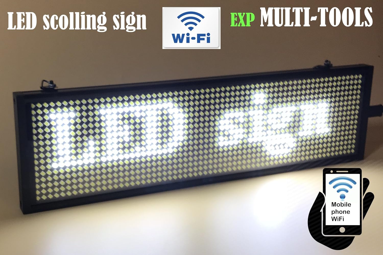 Amazon.com : LED Display White Color with WiFi Connection, LED Scrolling  Message Sign, Bright and in New Light auminum housing 13.5" Lenght : Office  ...