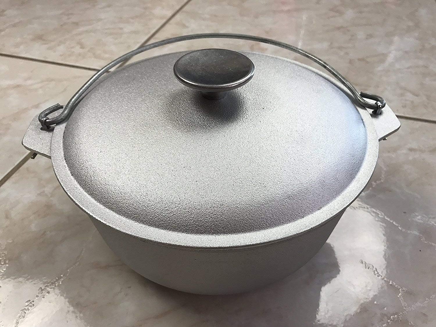NEW 2 quarts (2 litter or 0.5 gallon) kitchen outdoor Cooking camp cookware Cast Aluminum pot dual handles camping Dutch Oven with Lid vintage style kazan казан Campfire/Stove