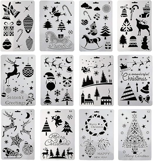 Amazon Com Purokraft 12 Pcs Plastic Greeting Stencils With Multicolor Pens Vacation Stencils Painting Templates Anti Stress Diy Drawing Stencils Reusable Stencils Craft 7x10 Inches Home Kitchen