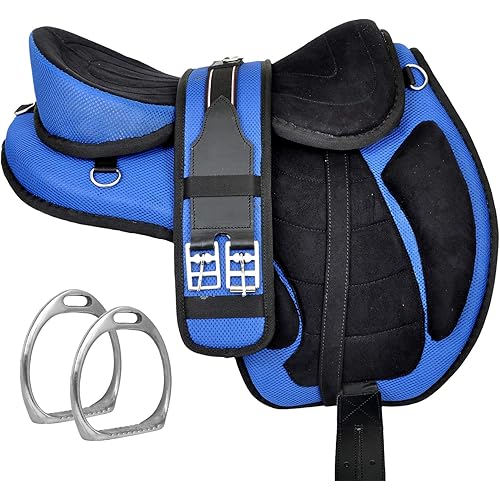 Y&Z Enterprises Synthetic Treeless Freemax Western Horse Saddle Size 15" to 18 Inch Seat Available Get A Matching Girth and A Set of Aluminum Stirrup
