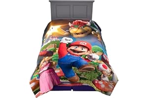 Franco The Super Mario Bros. Movie Kids Bedding Super Soft Microfiber Reversible Comforter, Twin/Full Size 72" x 86", (100% Official Licensed Product)