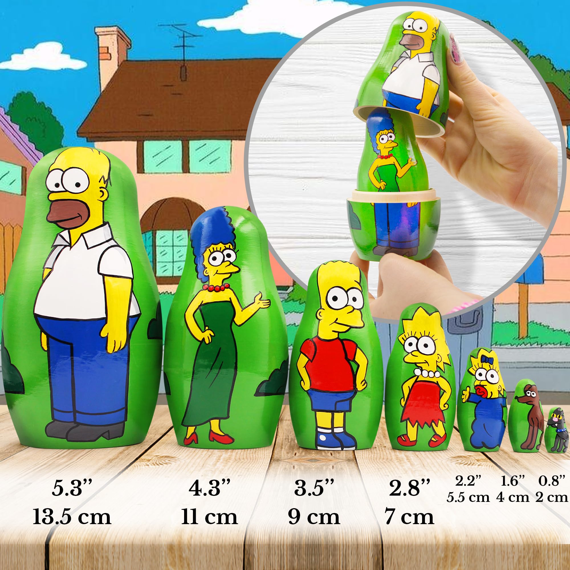 Matryoshka Dolls Characters of The Famous Animated Sitcom The Simpsons Set 7 pcs