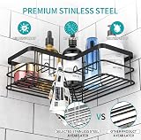 Yazoni Corner Shower Caddy No Drilling Adhesive Shelf 2 Pack Black view 3