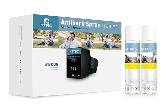 PetTec Antibell Spray Trainer, Erziehungshalsband mit automatischem Sprühsignal, inkl. 2 Sprays (neutral oder citronella)