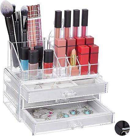 Relaxdays Organizador de Maquillaje (2 Piezas, con cajones ...