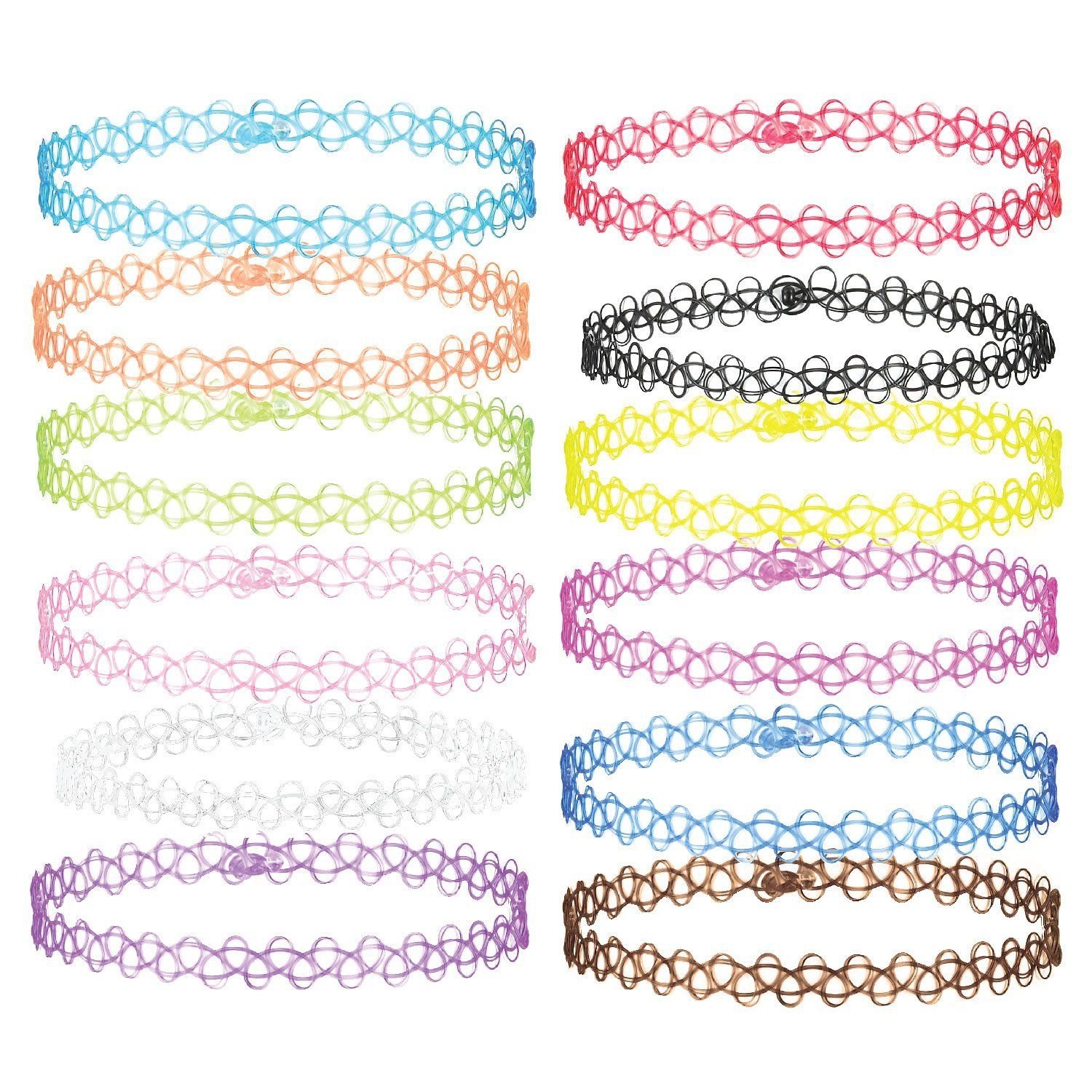 12PC Set Choker Rainbow Flower Collar Necklace for for girls kids