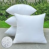 DDPSNSSJ 18x18 Outdoor Pillow Inserts Set of 4, Water Resistant & Durable, Hypoallergenic, Fluffy and Plump Cushion Filler for Patio Furniture, Sofa, Chair - Decorative & Comfortable (White)