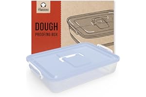 Chef Pomodoro Pizza Dough Proofing Box, 14 x 11-Inch, Preparation Container with Lid, Fits 4-6 Proofing Balls, Household Pizza and Bread Dough Tray With Convenient Carry Handle (Blue)
