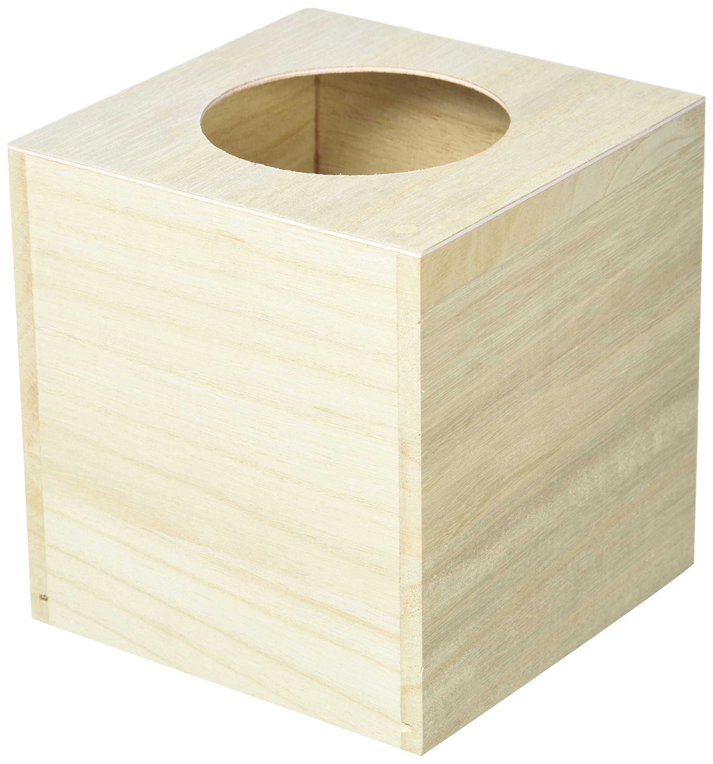 Artemio Square Wooden Tissue Box 14 x 13 x 13 cm, Wood, Beige