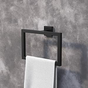 Toallero de anilla de diseño cuadrado, color negro : Amazon ...