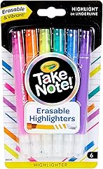 Crayola Take Note Erasable Highlighters (6ct), Assorted No Bleed Highlighters, Chisel Tip Marker Set, For Organizing & Colori