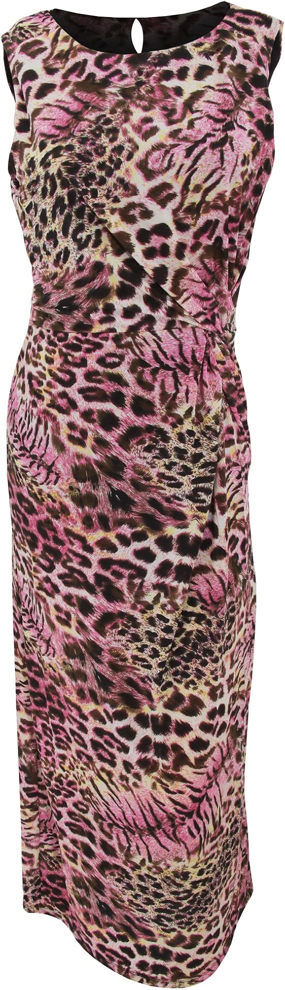 Amazon Co Jp レディース アニマルプリント レオパード柄 マキシ丈ワンピース ロングワンピース サマードレス ノースリーブワンピース 夏ワンピ 女性用 M ピンク 服 ファッション小物