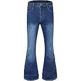 MZNBURAM Men's Stretch Slim Fit Bell Bottom Denim Disco Pants Flared Jeans-31 Inseam