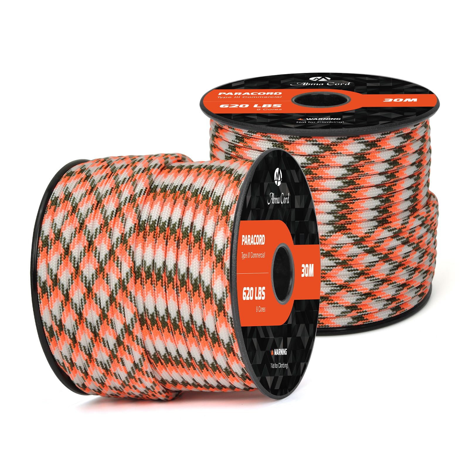 Abma Cord Paracord 620 lbs 4mm 9 Strands 100% Nylon 30M - Sneaky Orange Camo — image 1