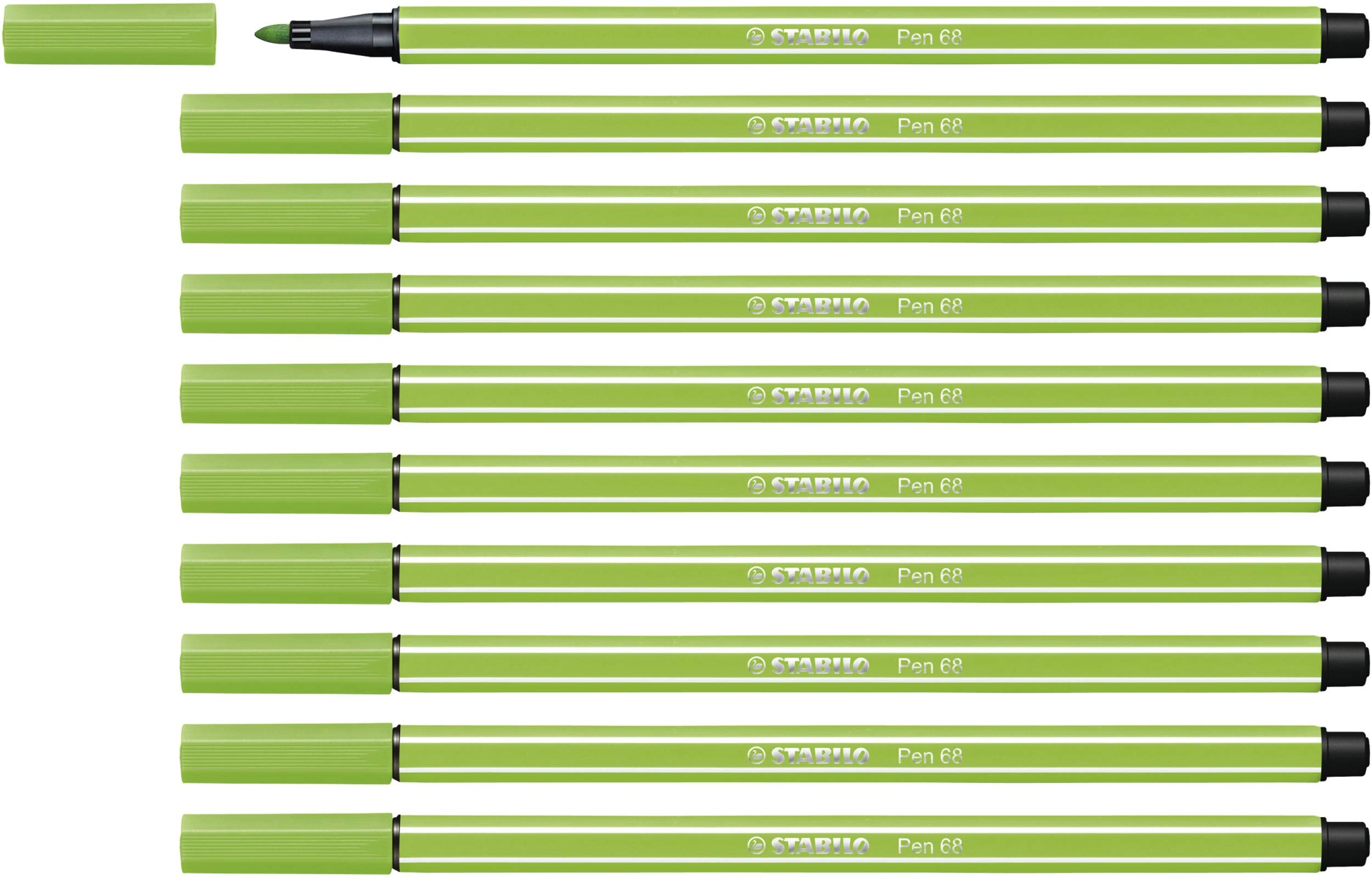 STABILO Pen 68 - Premium Fibre-Tip Pen - Pack of 10 - Light Green — image 1