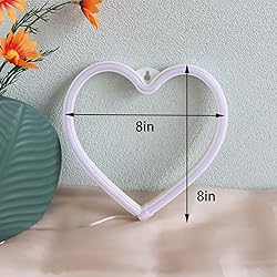 Heart Neon Sign Cool White Light,Battery Operated